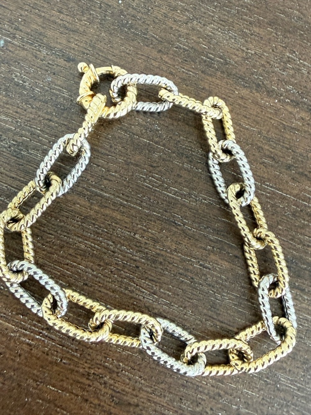 Two-Tone Rope Link Bracelet - 14k Yellow Gold & Sterling Silver